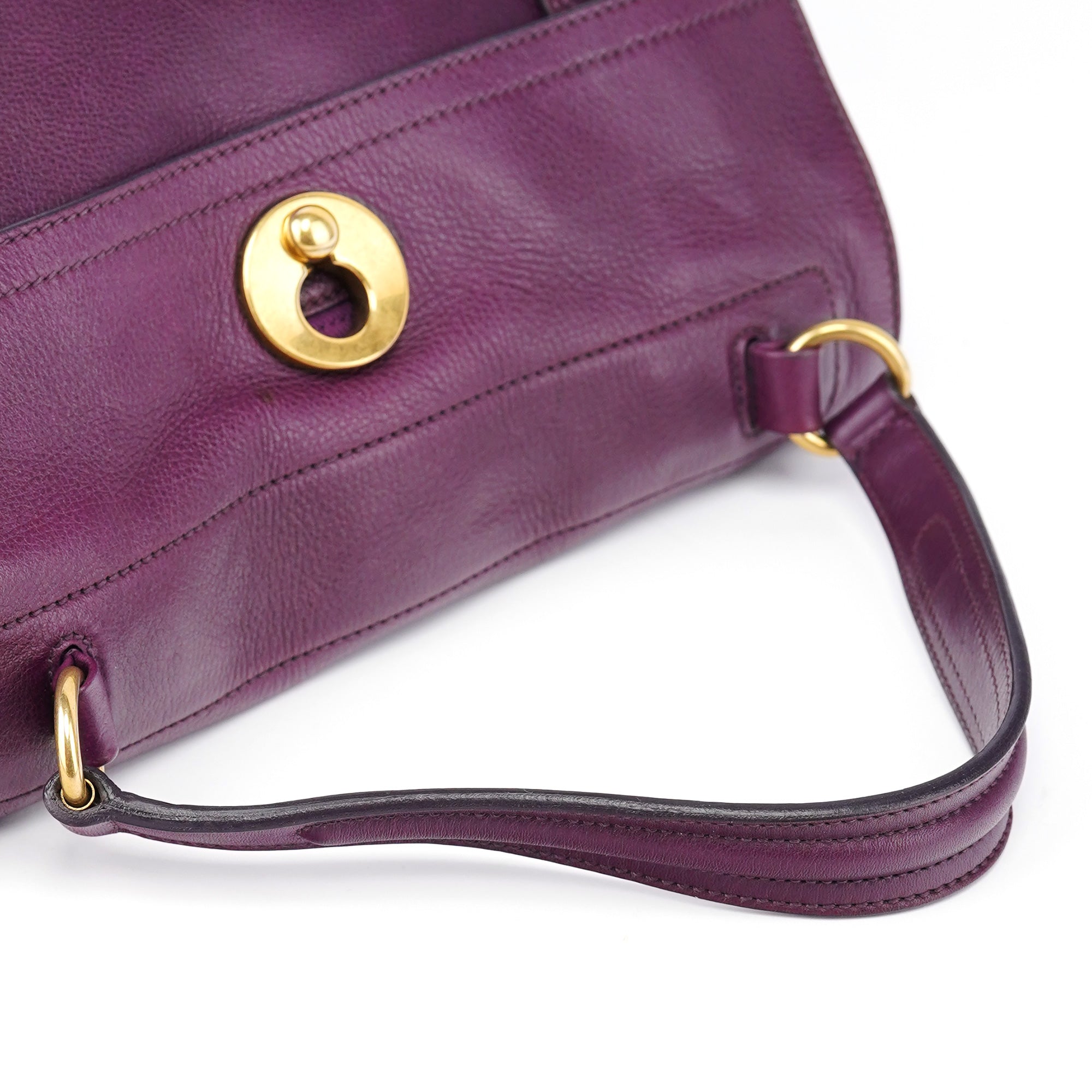 Purple Leather Muse Two Top Handle Bag