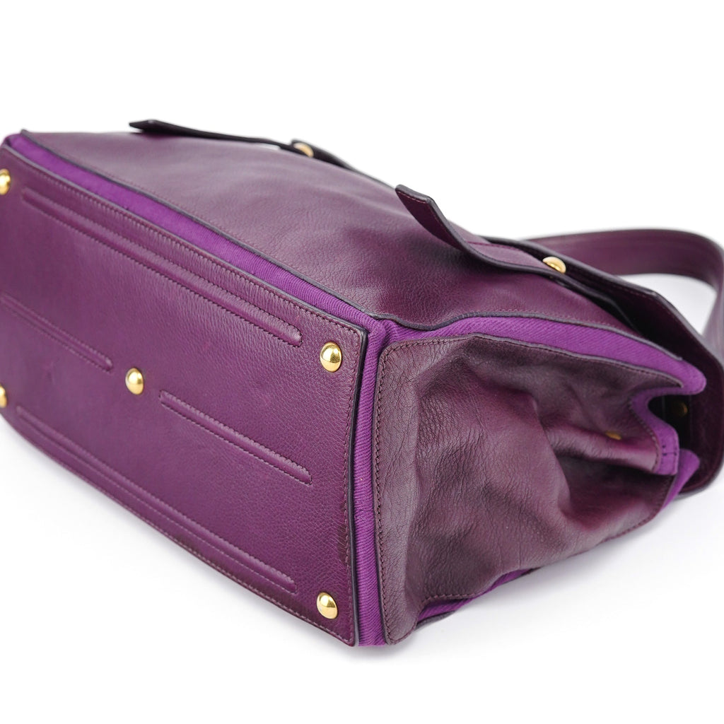 Purple Leather Muse Two Top Handle Bag