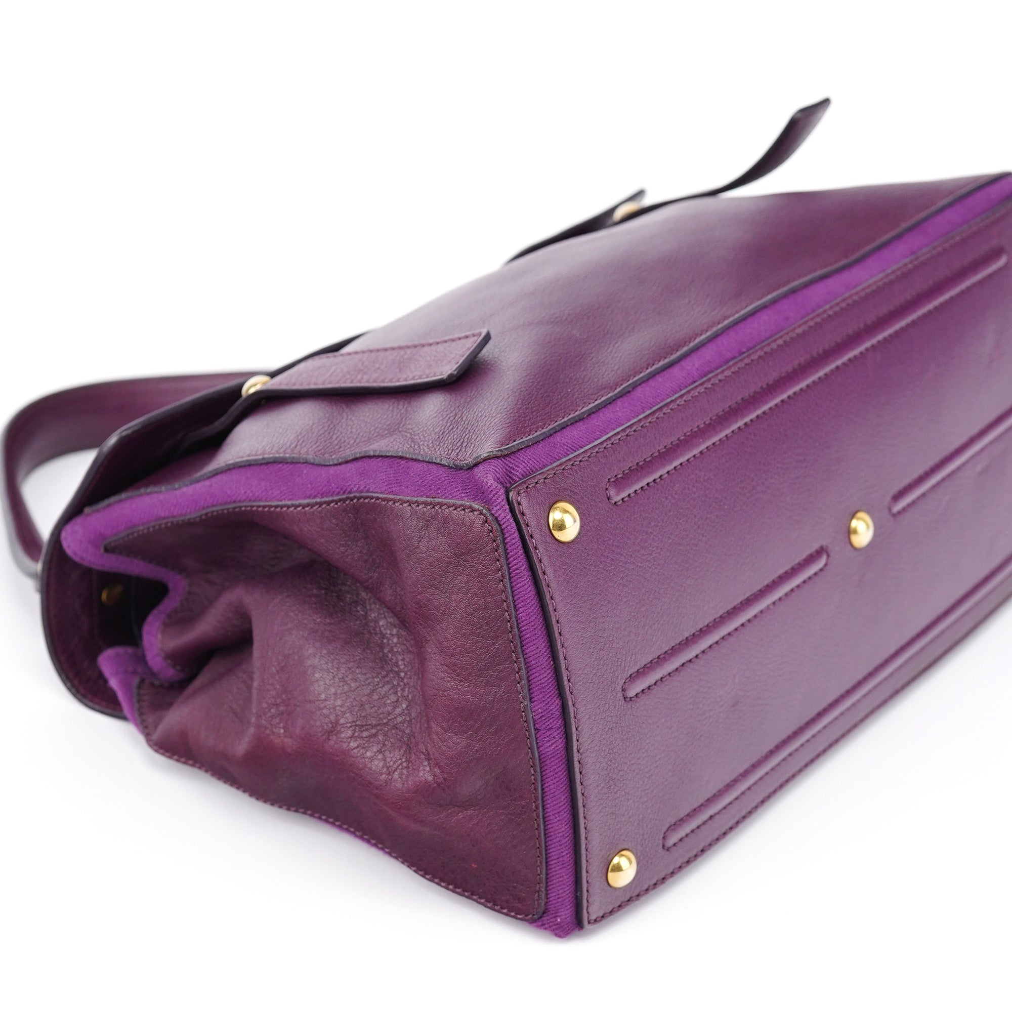 Purple Leather Muse Two Top Handle Bag