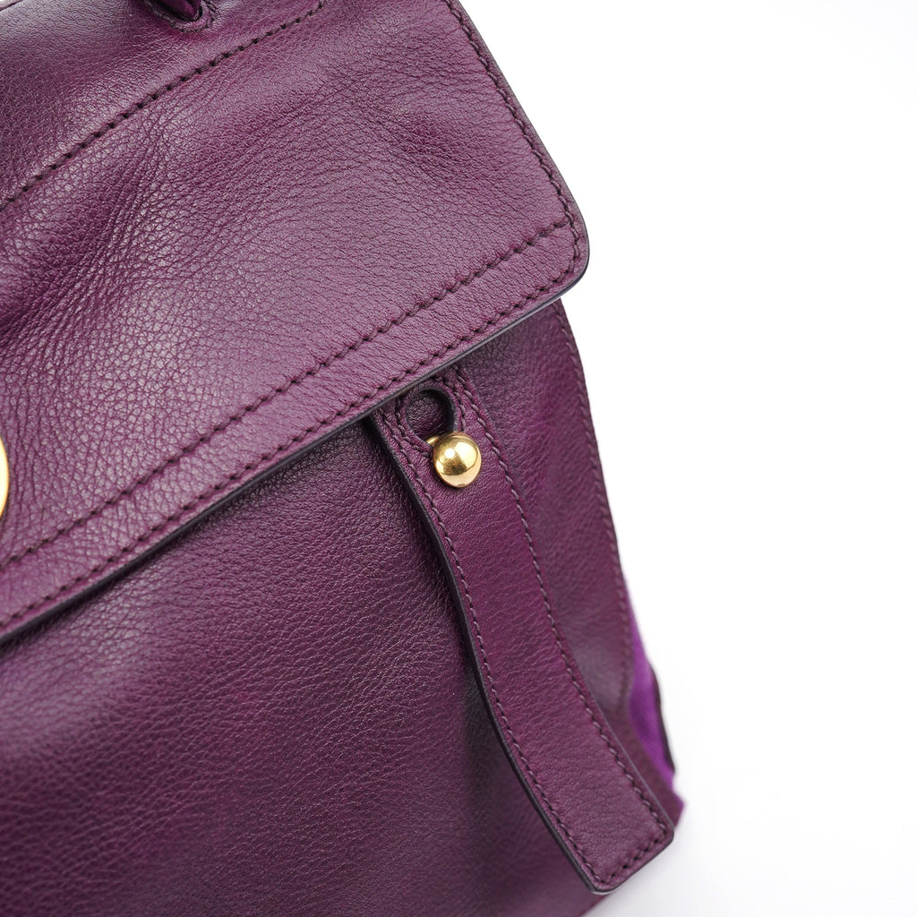 Purple Leather Muse Two Top Handle Bag