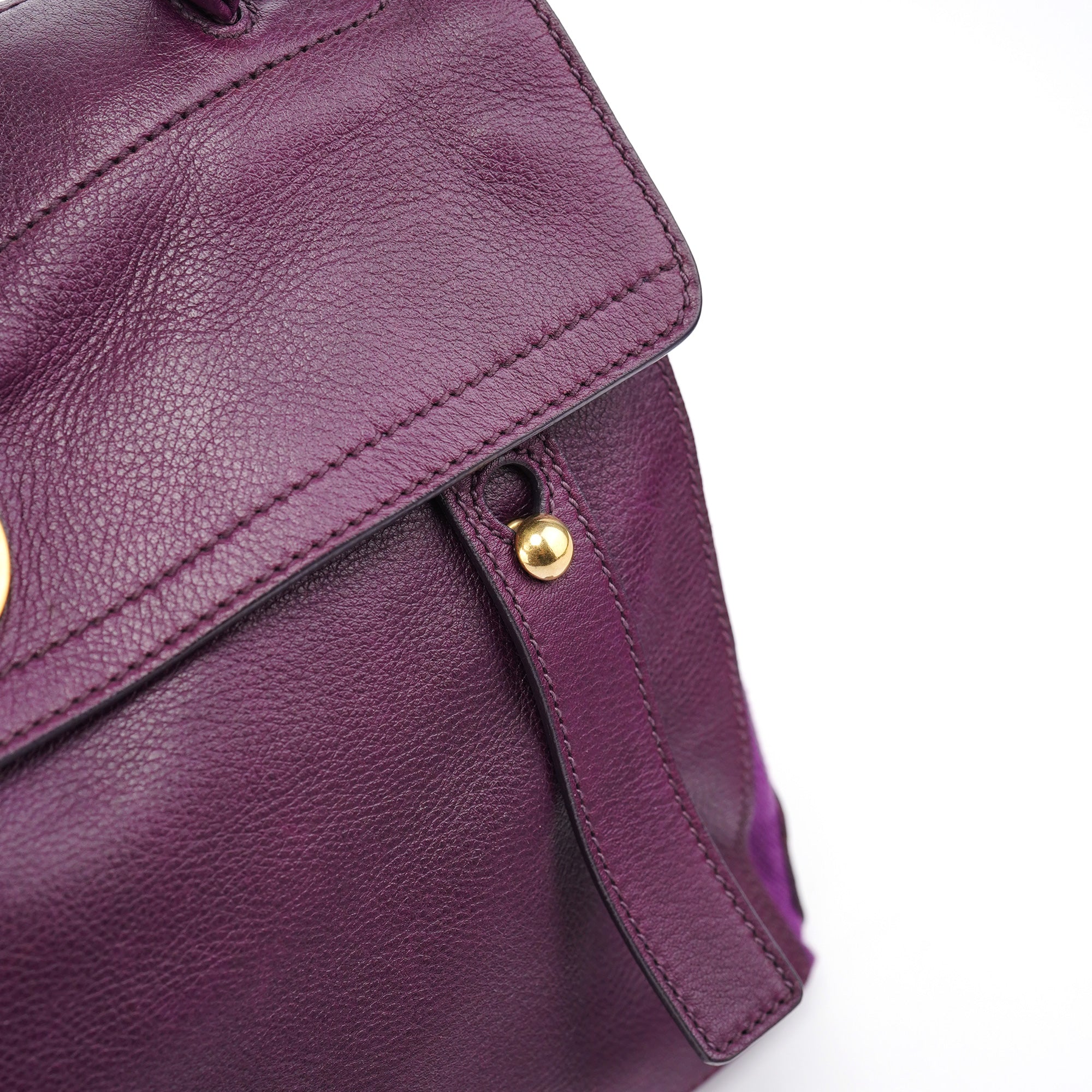 Purple Leather Muse Two Top Handle Bag