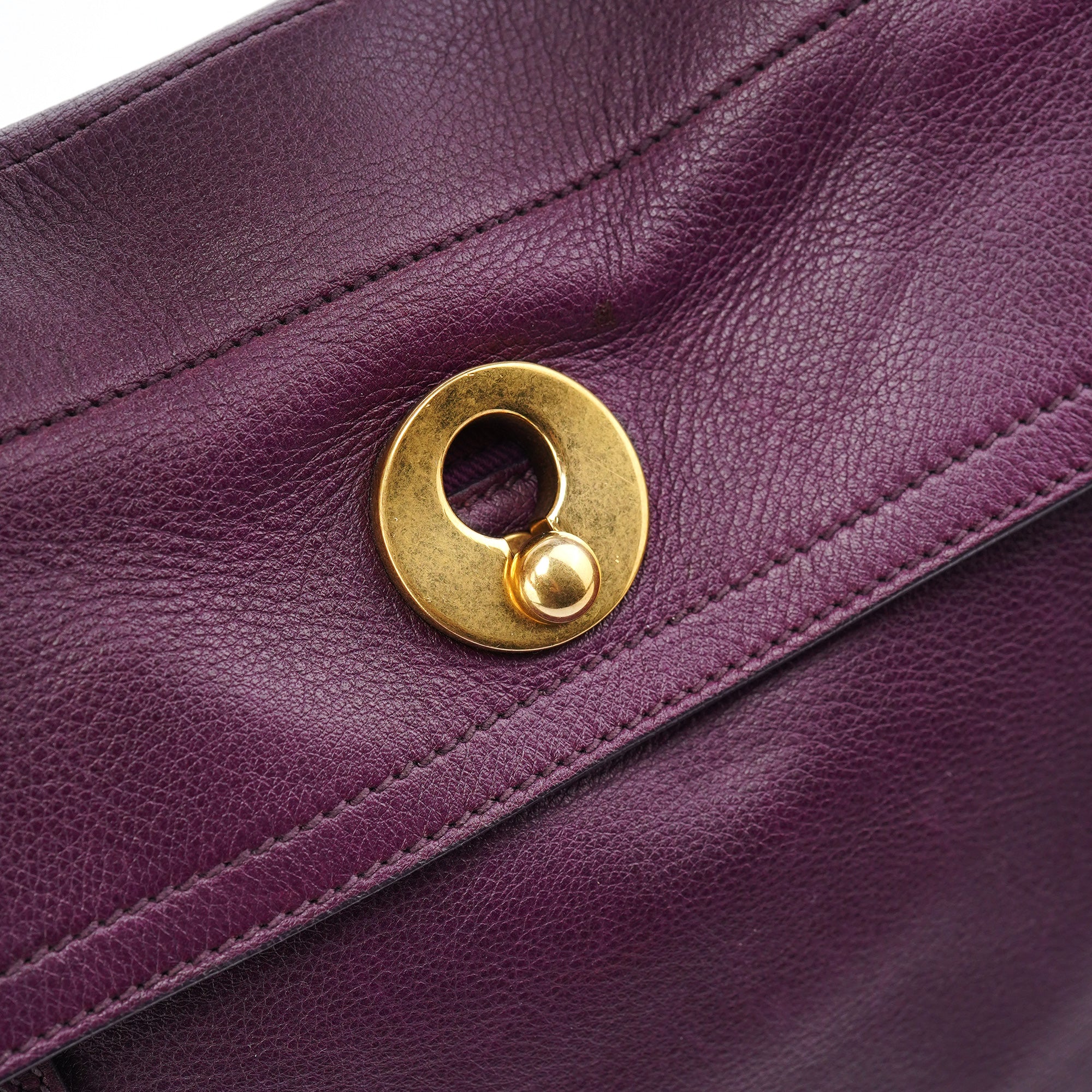 Purple Leather Muse Two Top Handle Bag