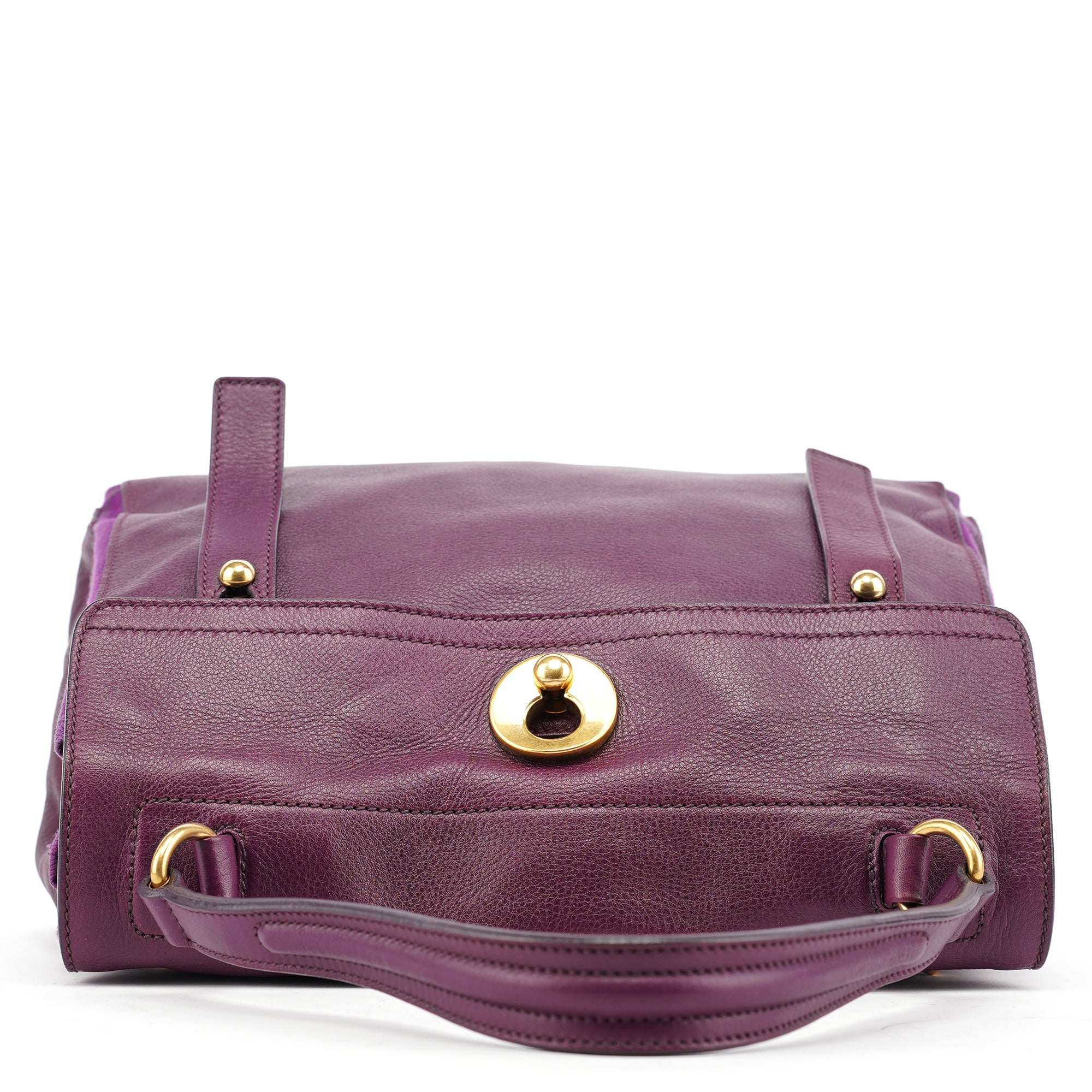 Purple Leather Muse Two Top Handle Bag