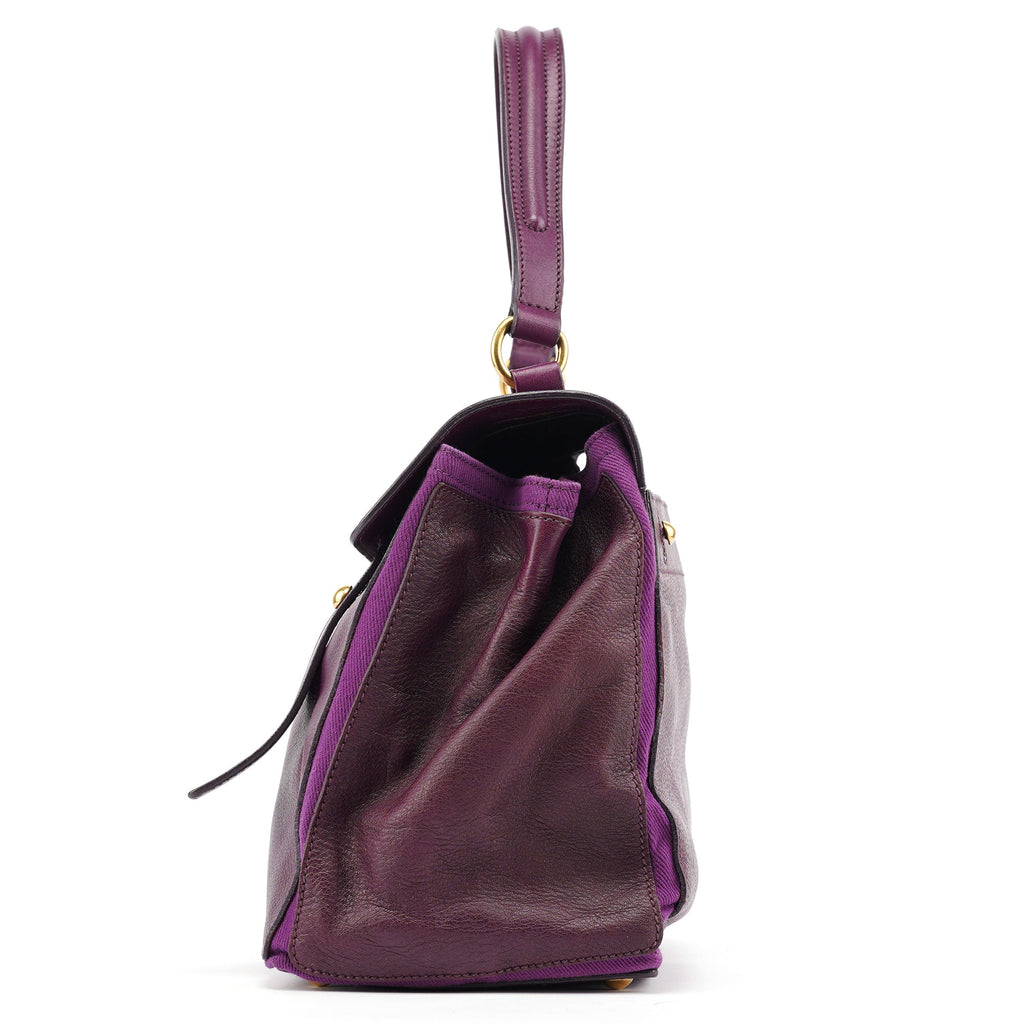Purple Leather Muse Two Top Handle Bag