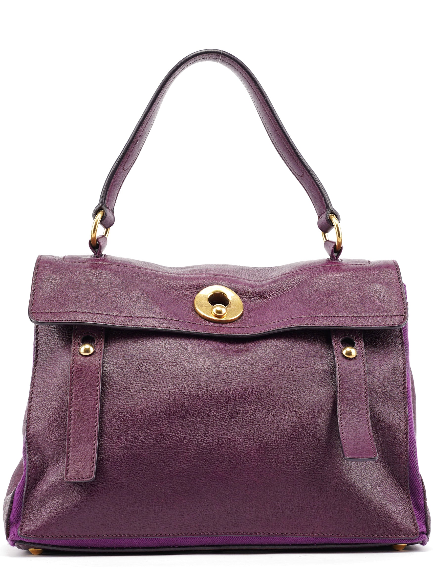 Purple Leather Muse Two Top Handle Bag