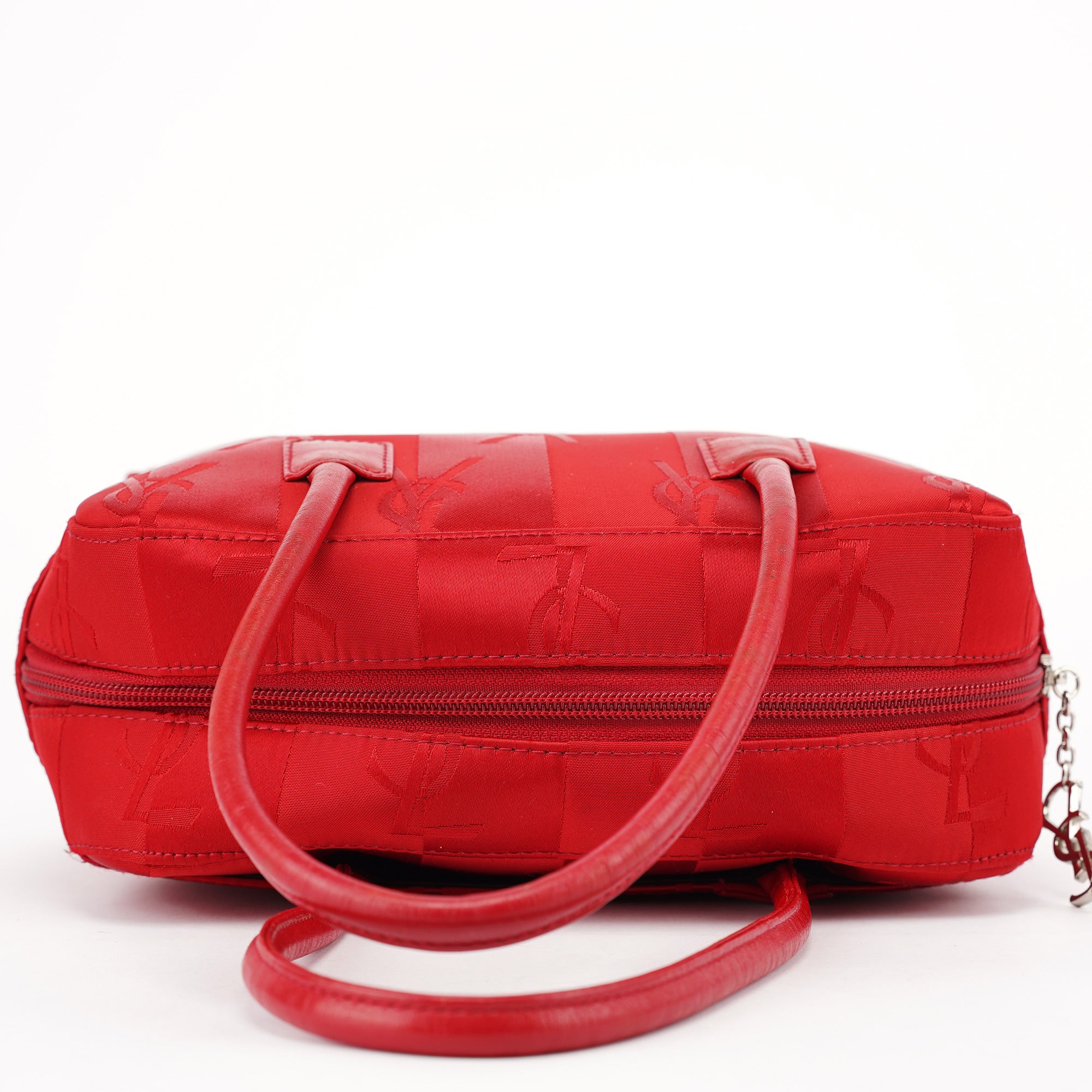 Red Satin YSL Monogram Tote Bag