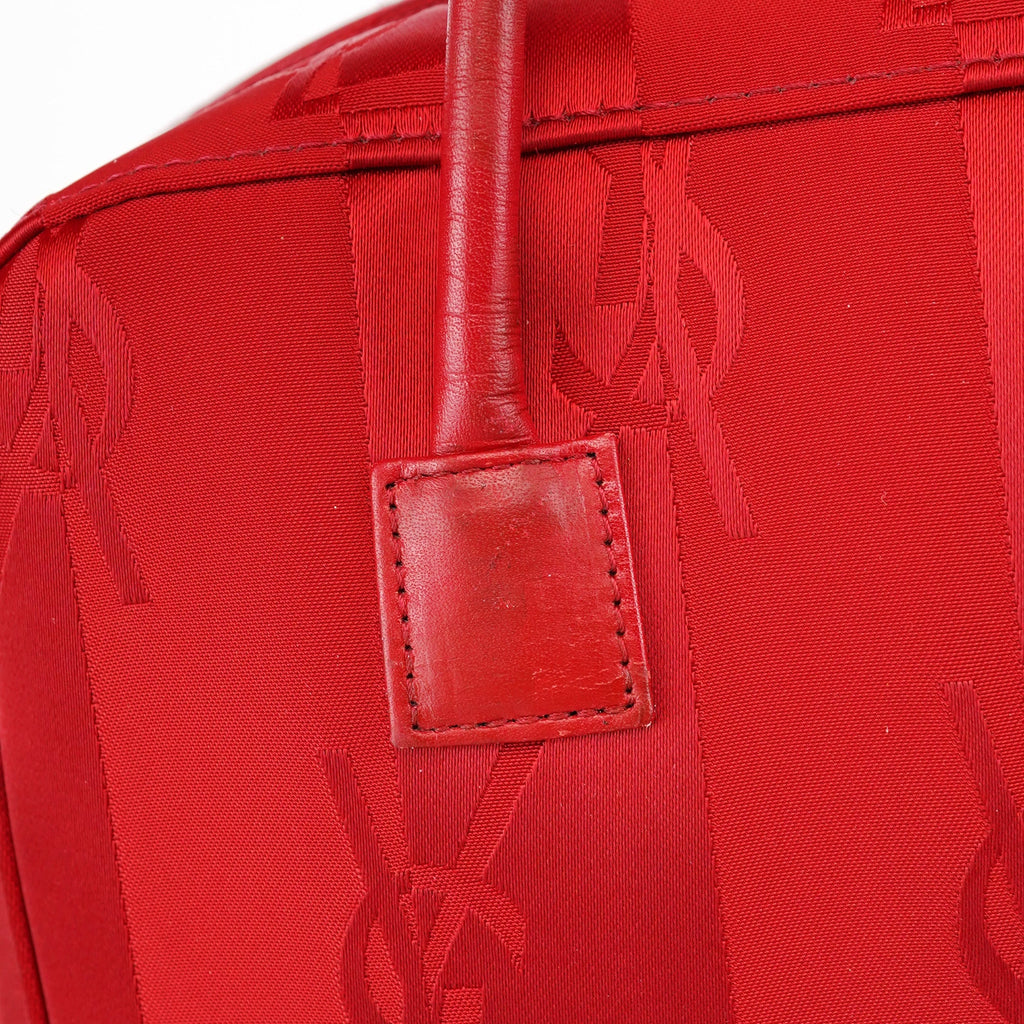 Red Satin YSL Monogram Tote Bag