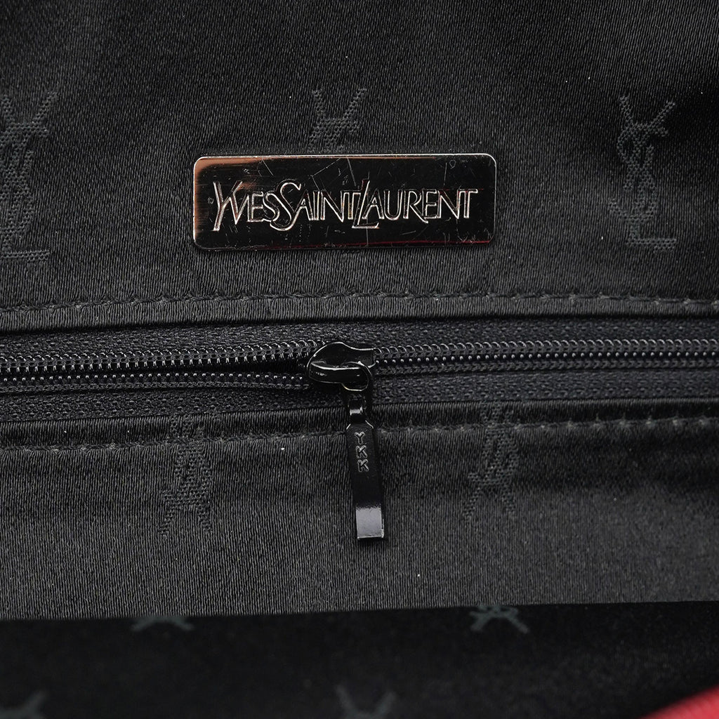 Red Satin YSL Monogram Tote Bag