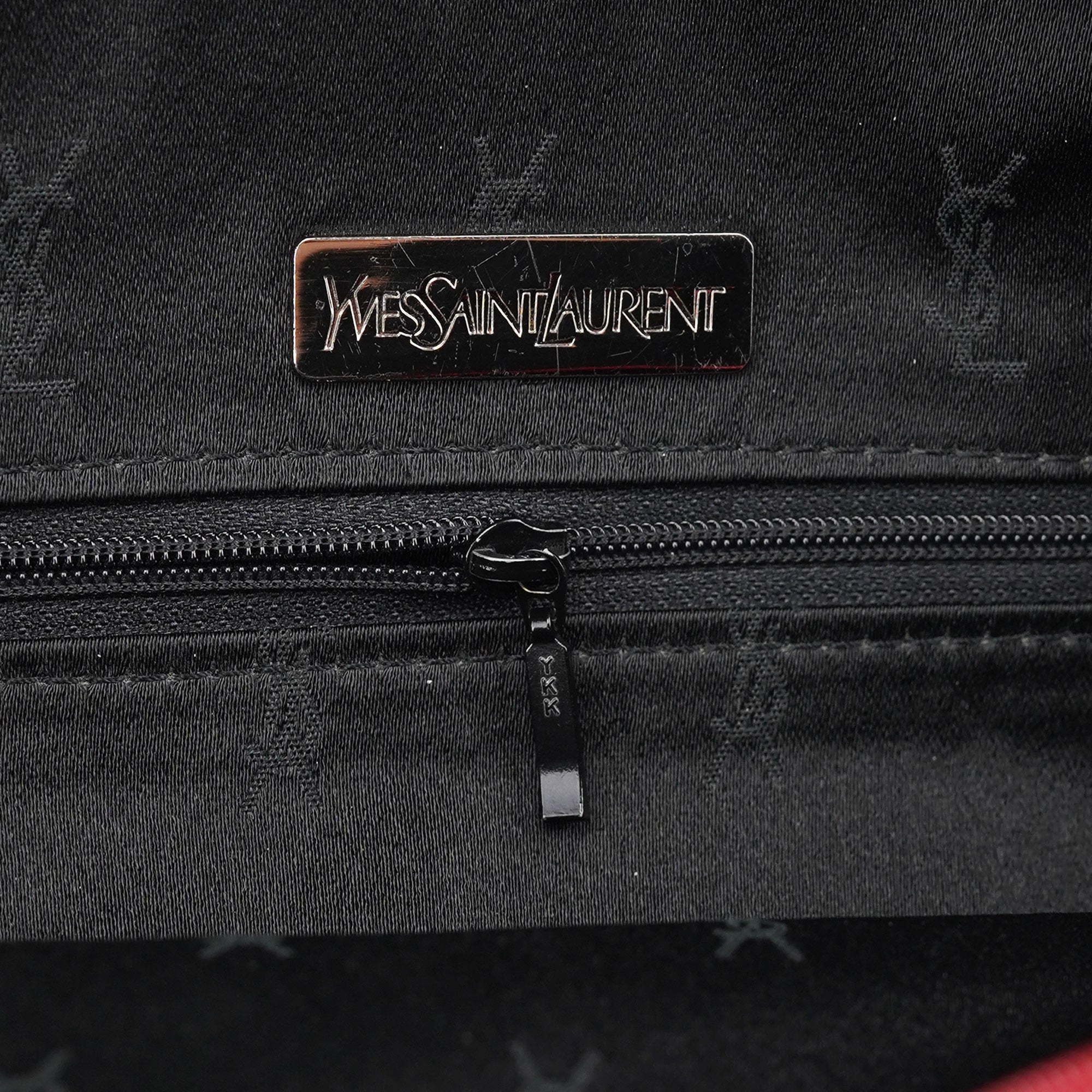 Red Satin YSL Monogram Tote Bag