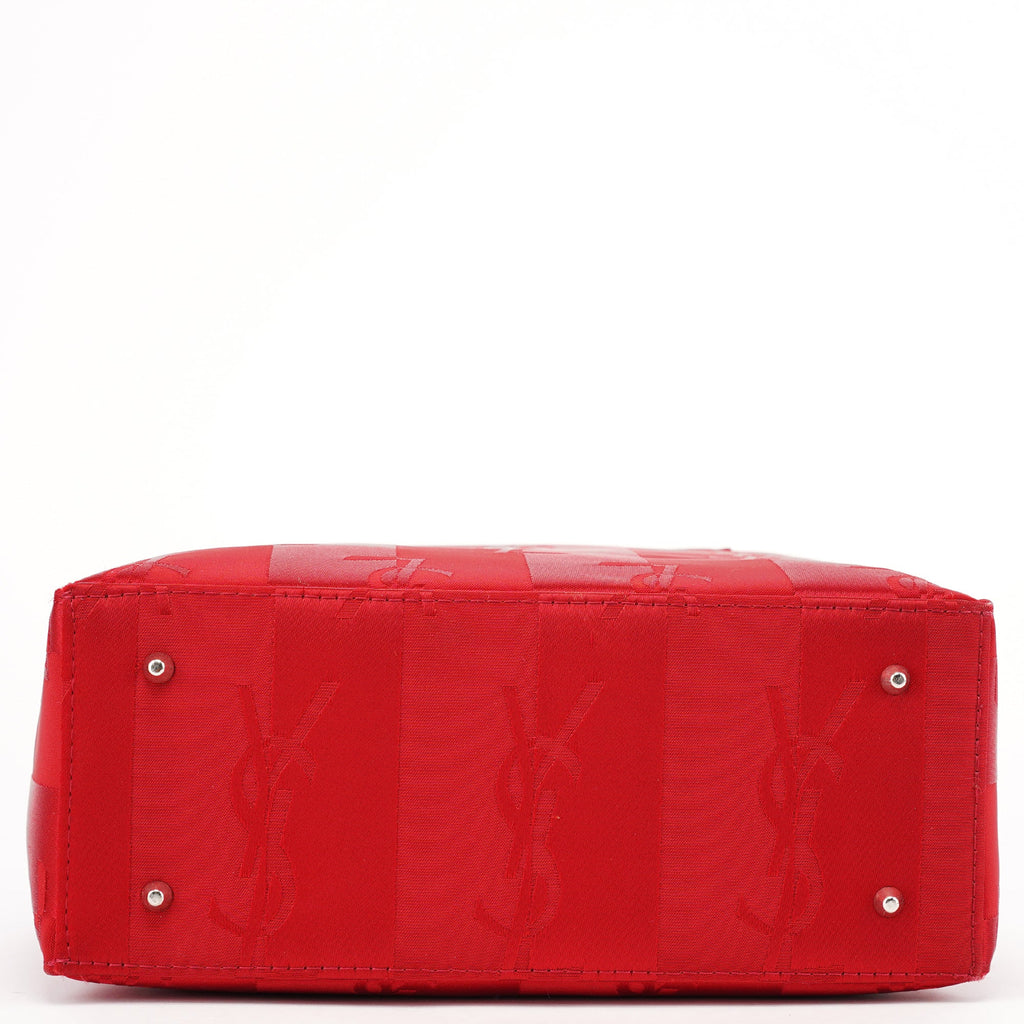 Red Satin YSL Monogram Tote Bag