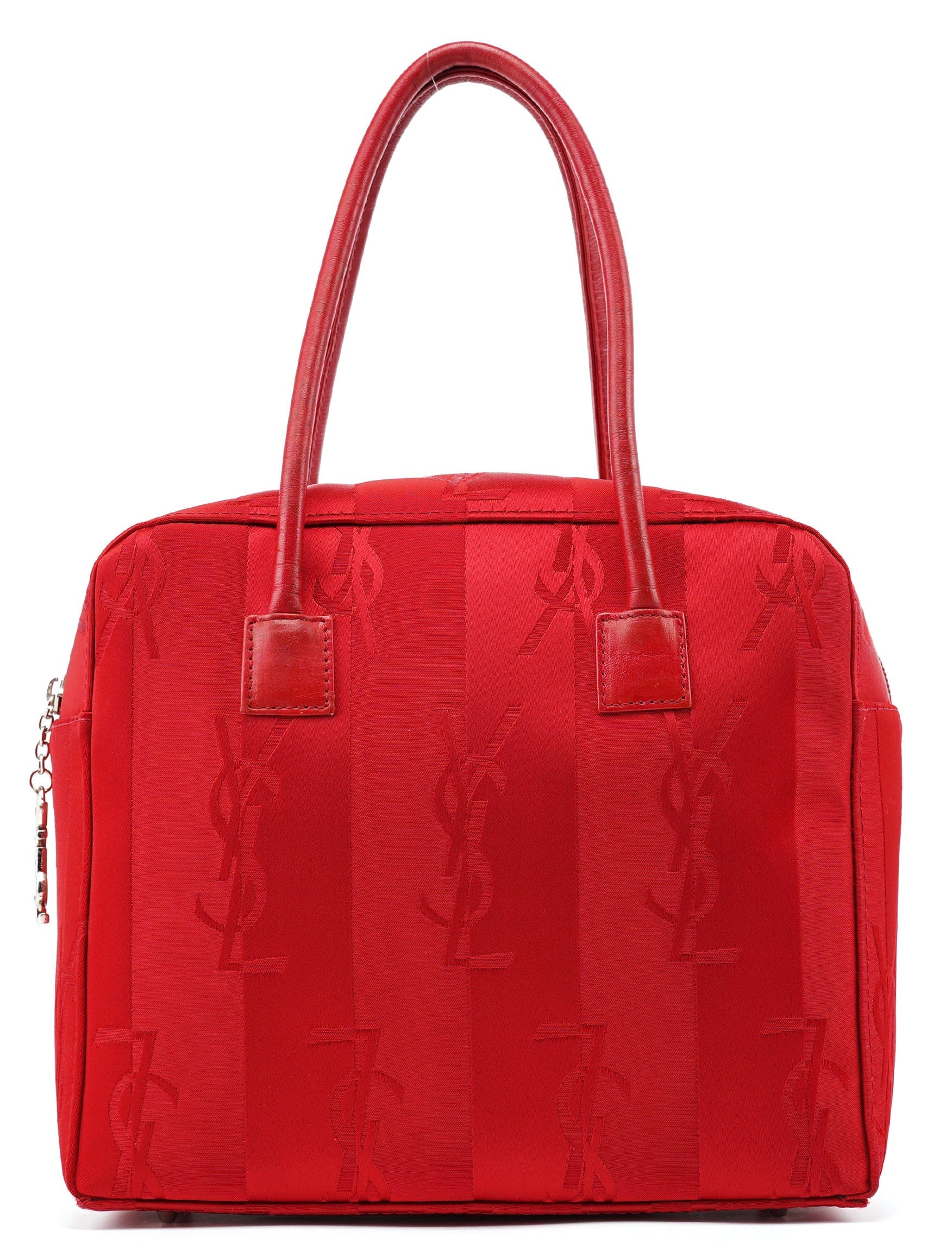 Red Satin YSL Monogram Tote Bag