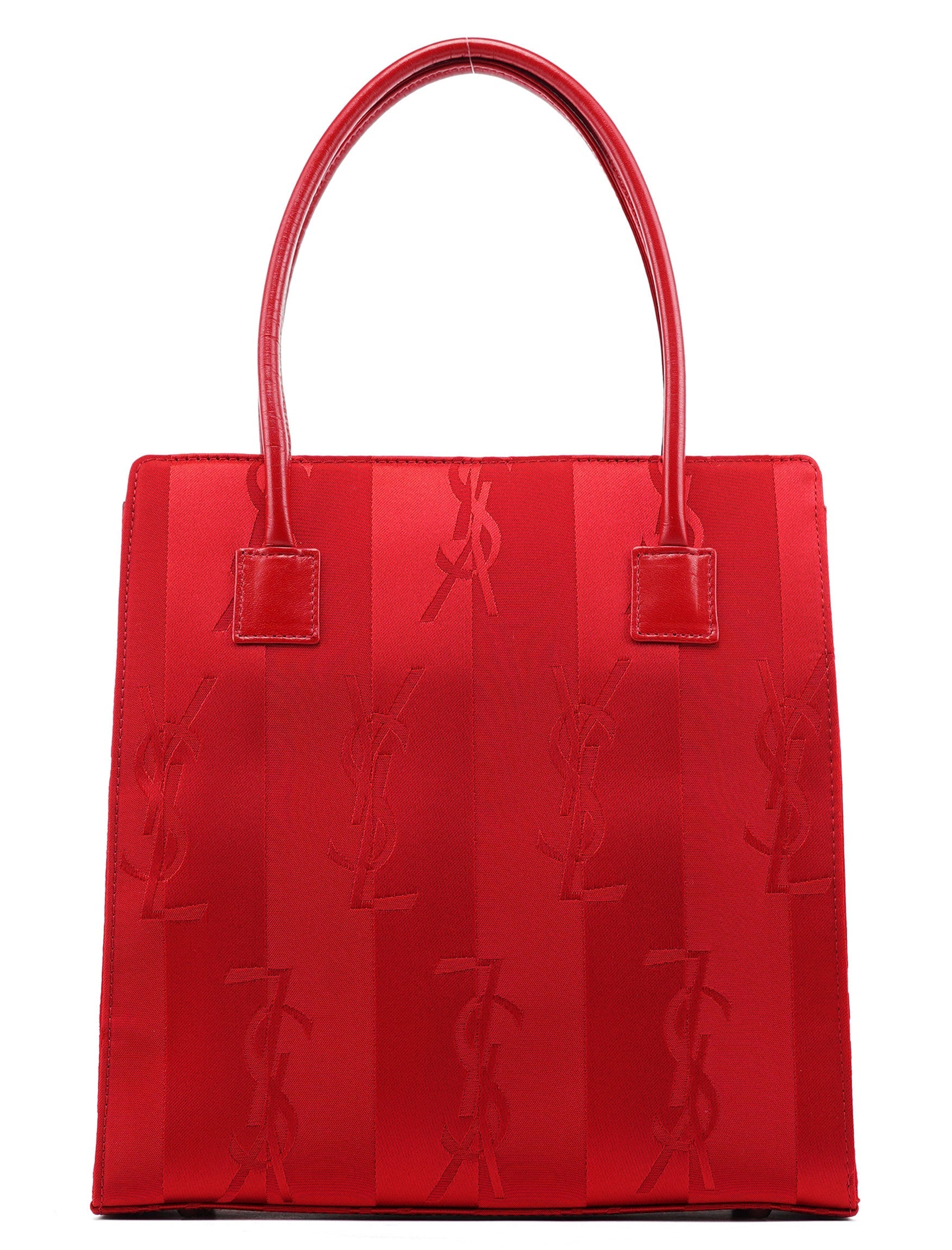 Red Satin YSL Tote Bag
