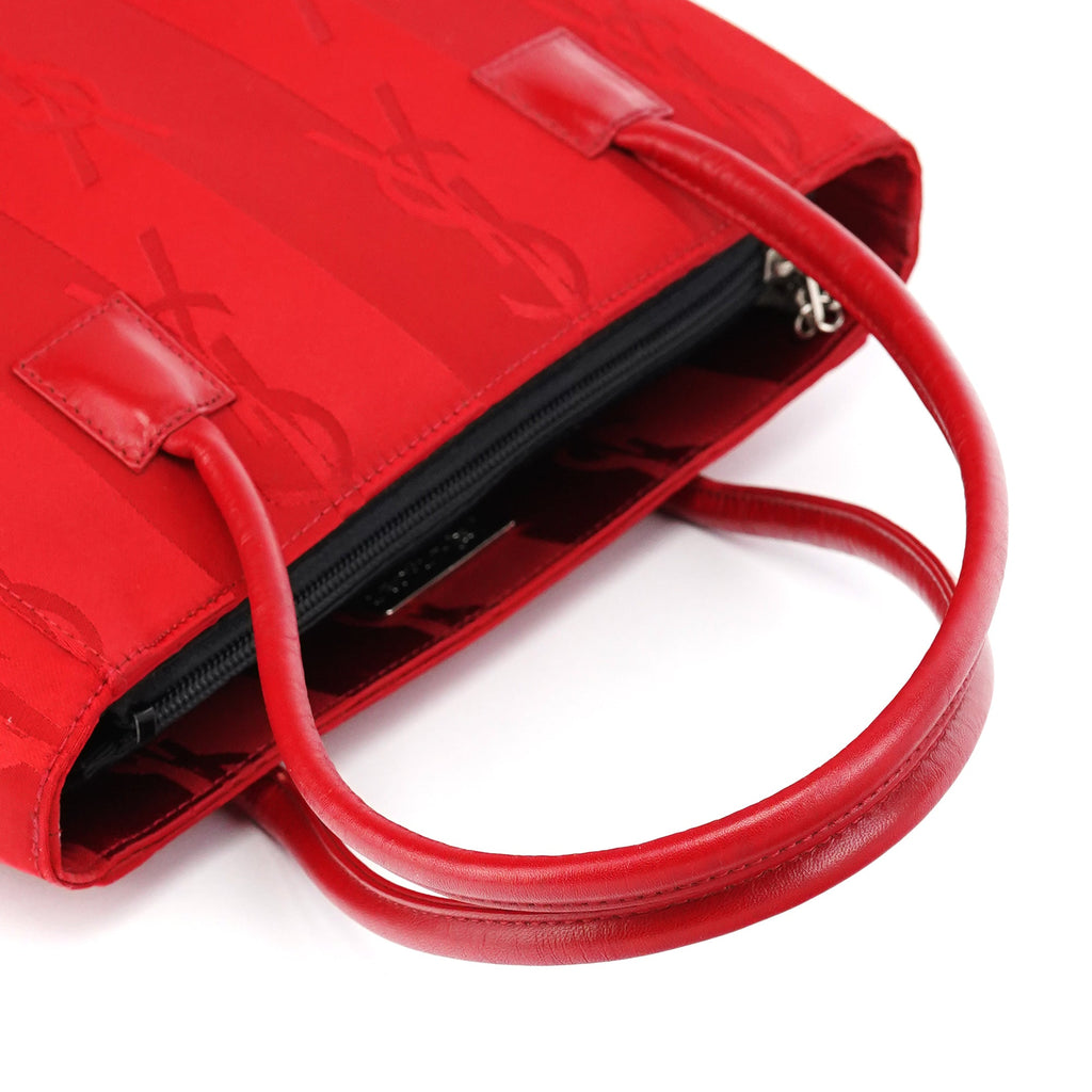 Red Satin YSL Tote Bag