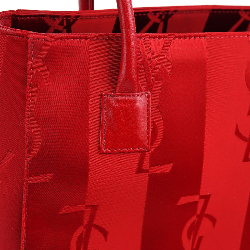 Red Satin YSL Tote Bag
