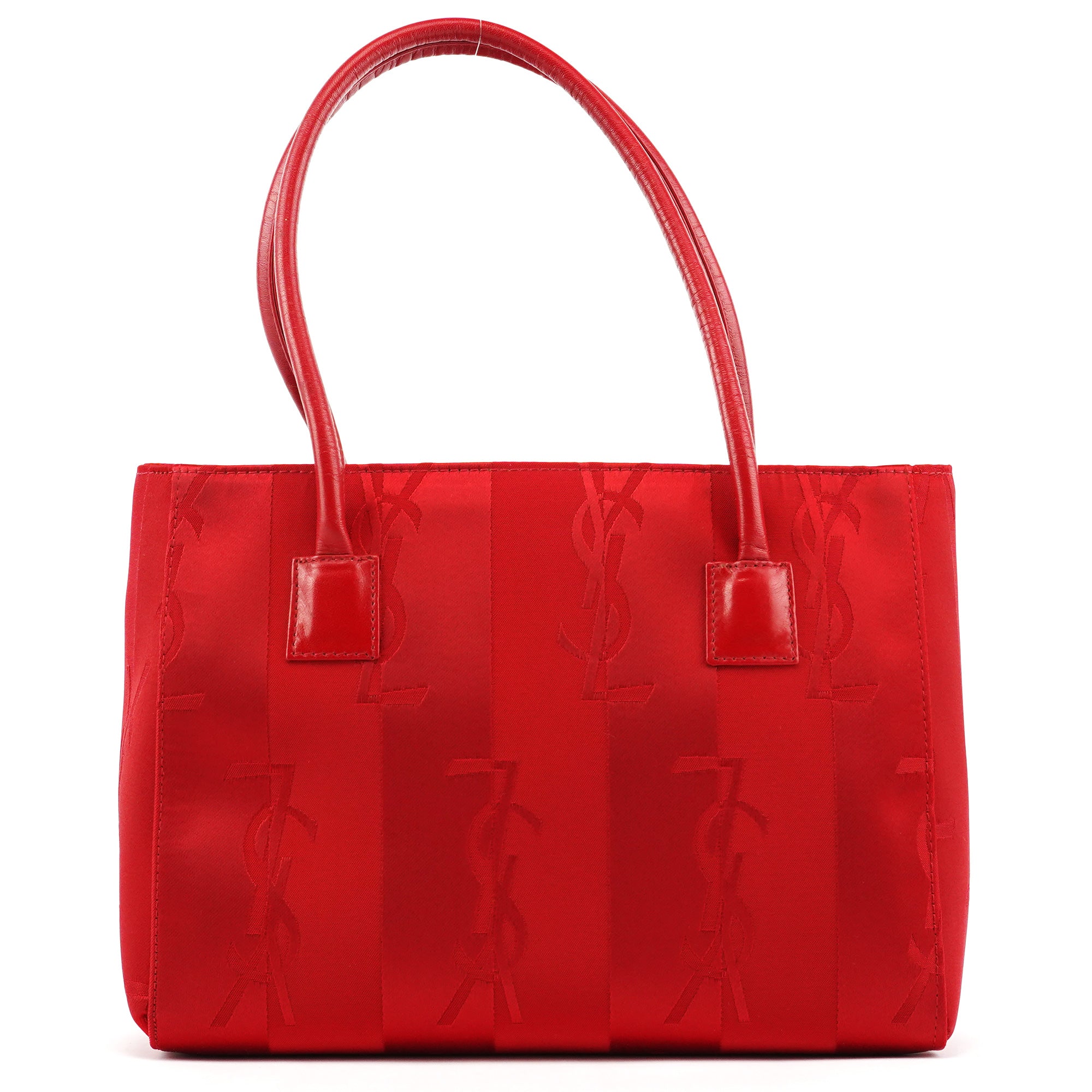 Red Satin YSL Tote Bag
