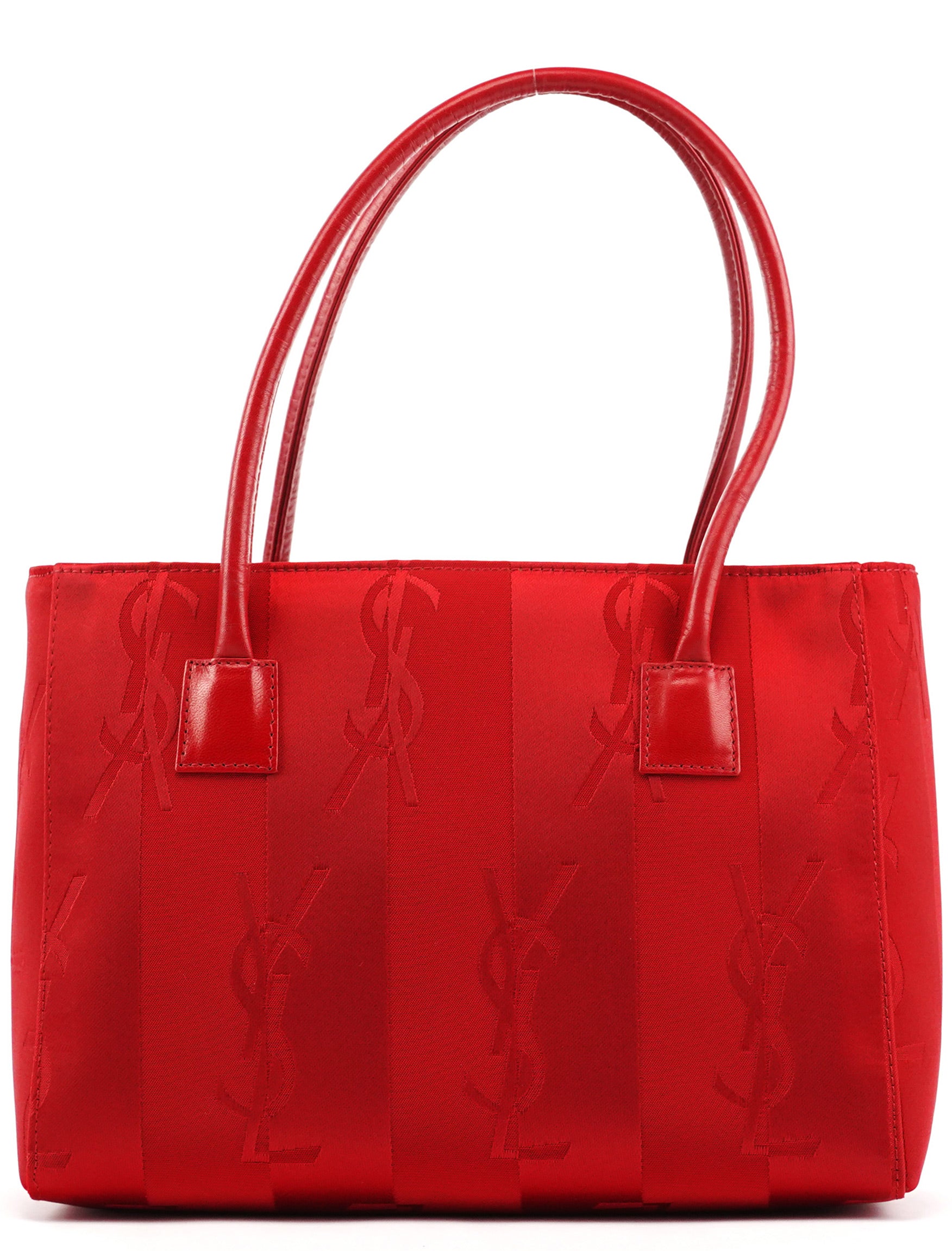 Red Satin YSL Tote Bag