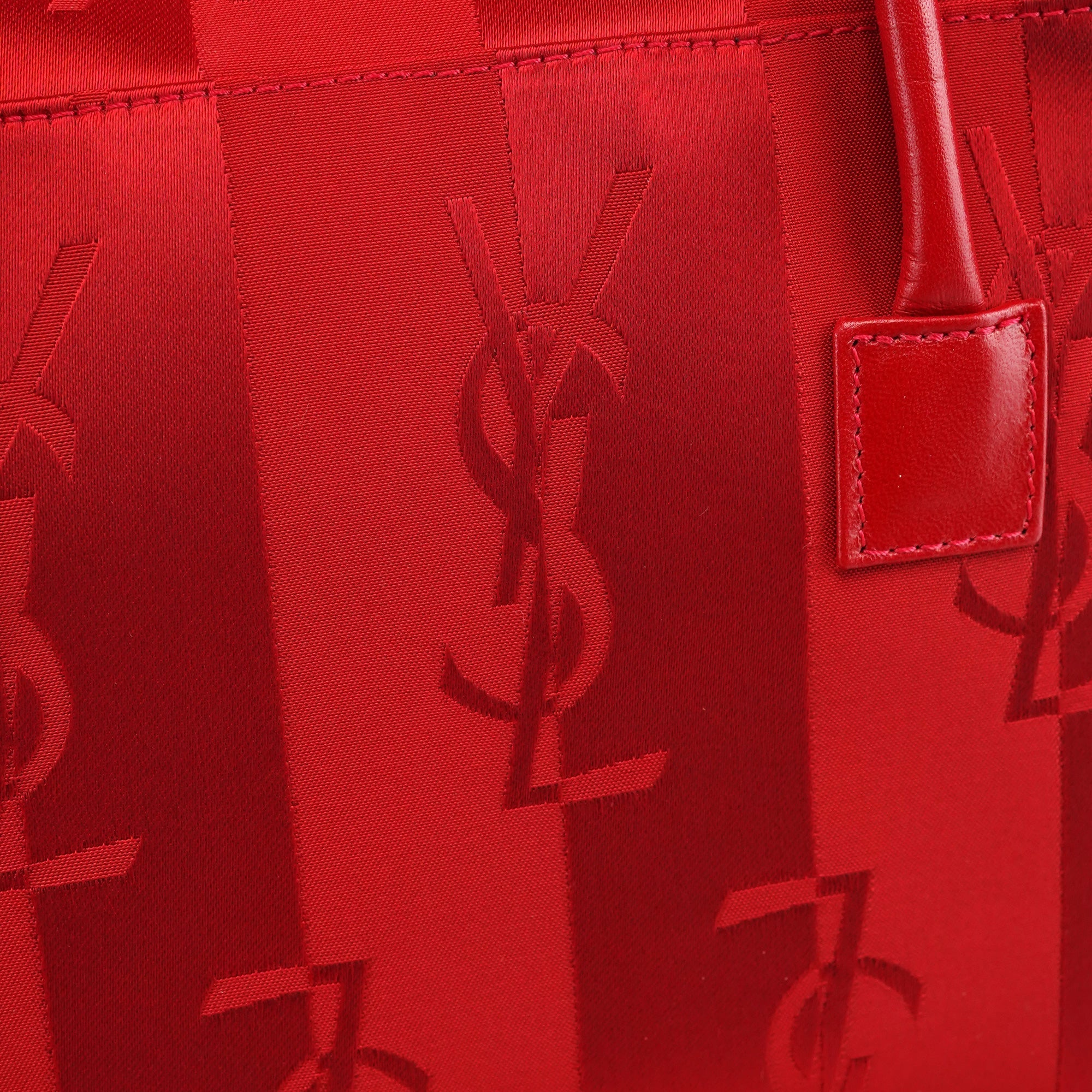 Red Satin YSL Tote Bag