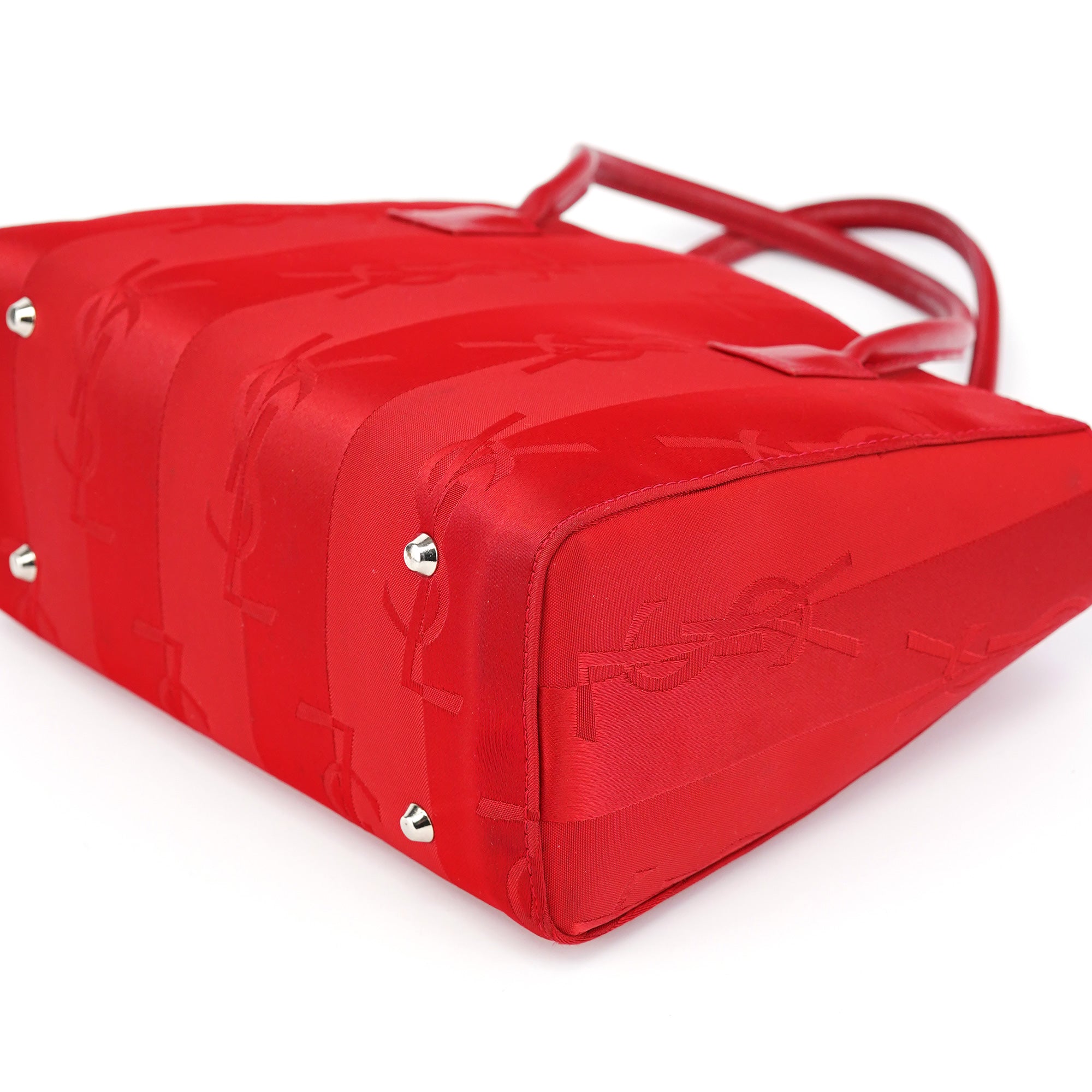 Red YSL Satin Leather Tote Bag