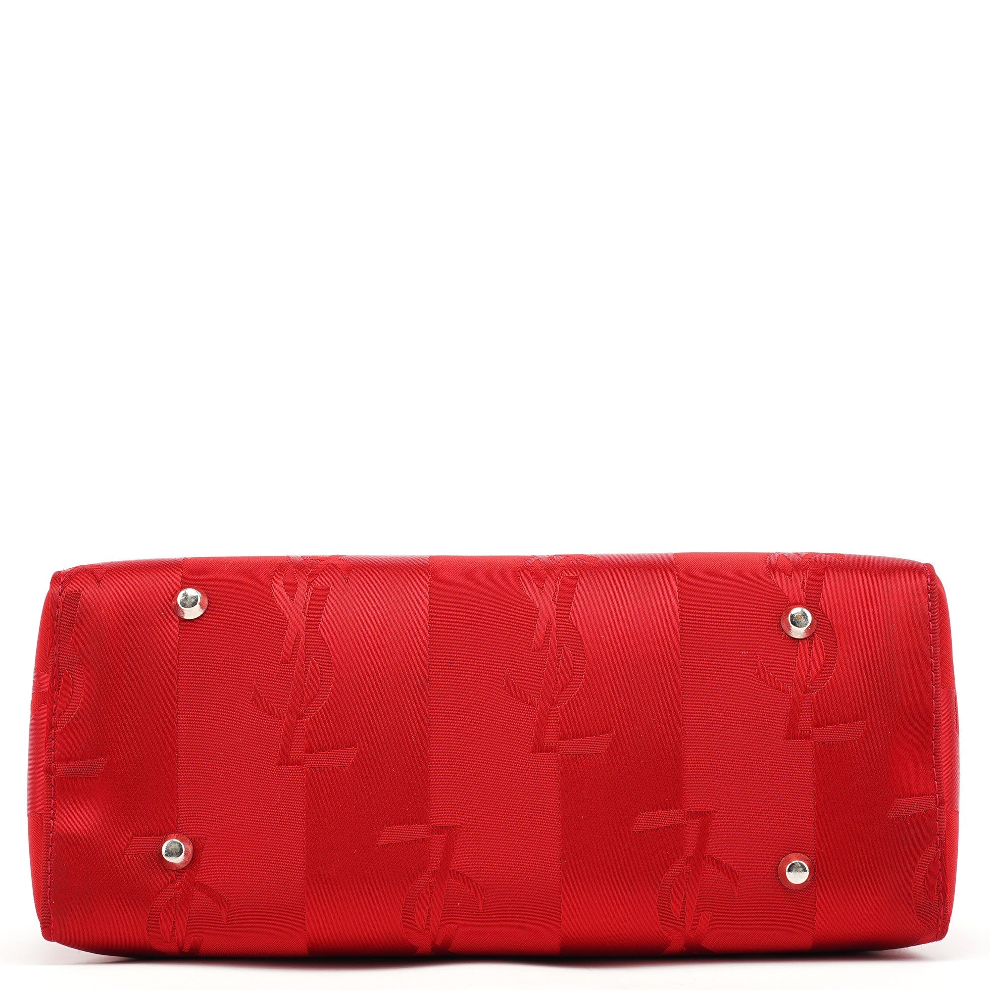Red YSL Satin Leather Tote Bag
