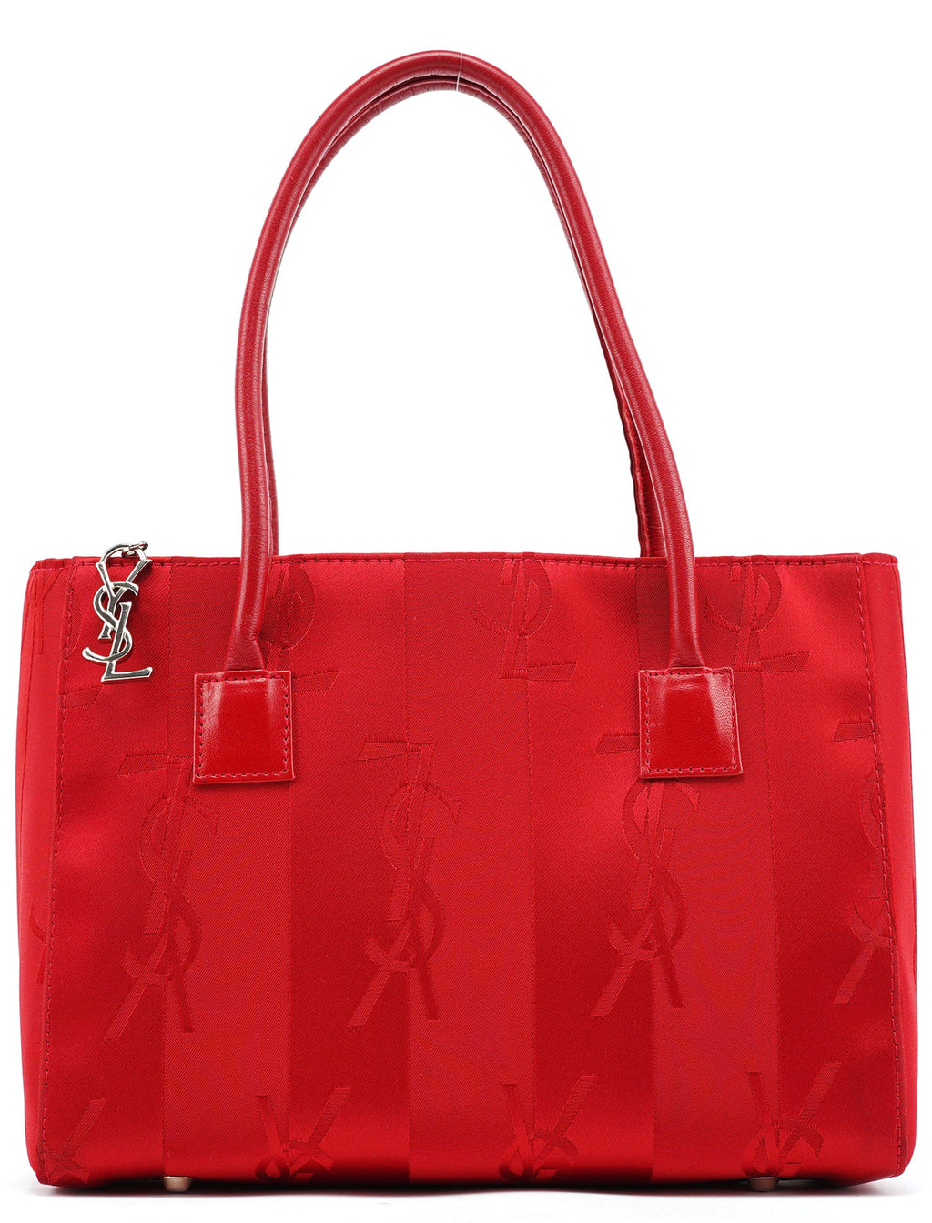 Red YSL Satin Leather Tote Bag