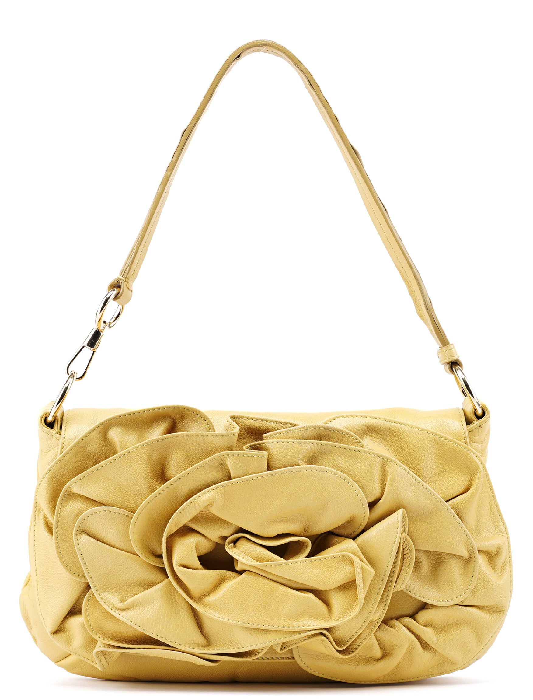 Soft Yellow Calfskin Nadja Shoulder Bag