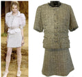 Chanel 10P Fantasy Tweed Beige Metallic Gold Jacket Skirt Suit Set FR 42/44