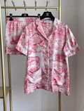 Dioriviera Dior Chez Moi Short-Sleeved pink silk Shirt And short set