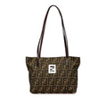 Fendi Zucca Nylon Leather Tote Bag